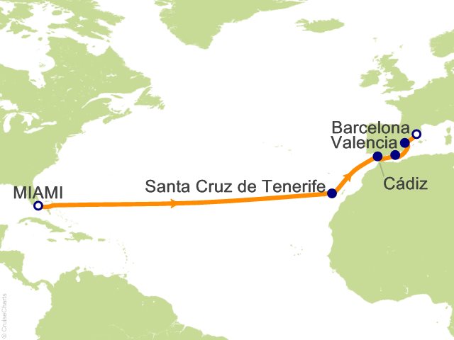 Oceania Sonata itinerary map for voyage SON280318