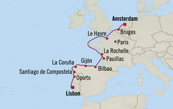 Itinerary map for Oceania Sonata voyage SON280418