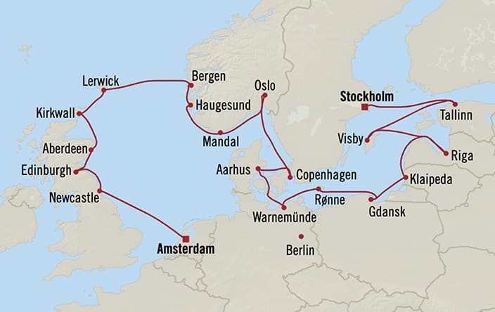 Itinerary map for Oceania Sonata voyage SON280429A