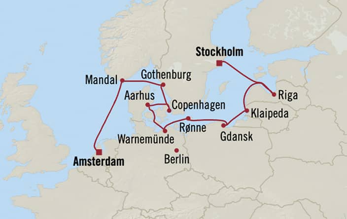 Itinerary map for Oceania Sonata voyage SON280521