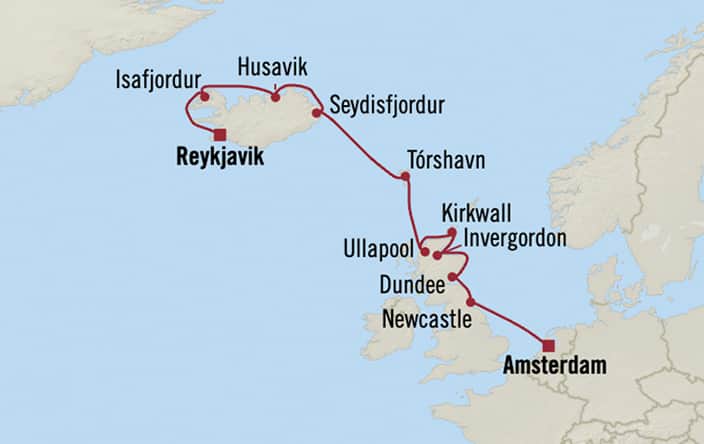 Itinerary map for Oceania Sonata voyage SON280601
