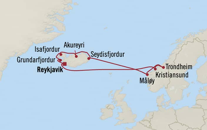 Itinerary map for Oceania Sonata voyage SON280613