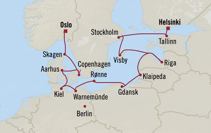 Itinerary map for Oceania Sonata voyage SON280709