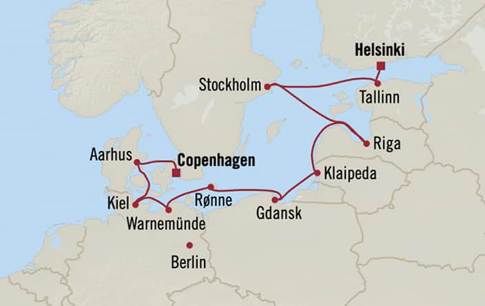 Itinerary map for Oceania Sonata voyage SON280723