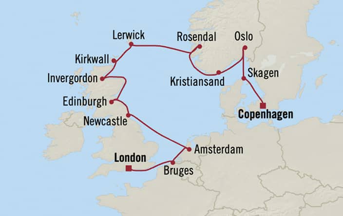Itinerary map for Oceania Sonata voyage SON280804
