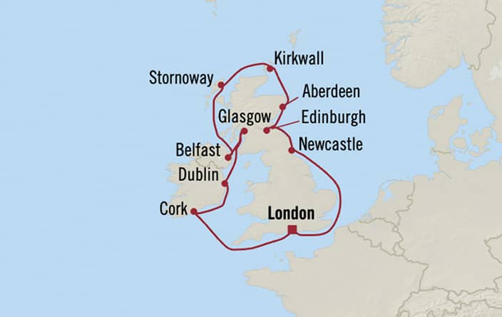 Itinerary map for Oceania Sonata voyage SON280827