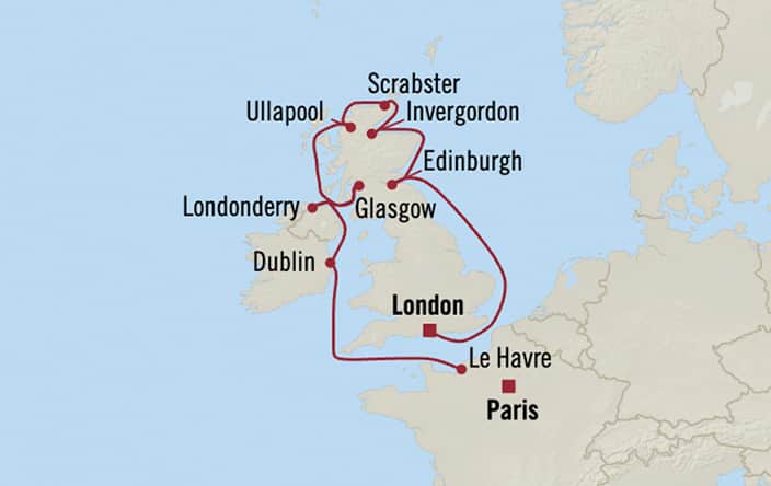 Itinerary map for Oceania Sonata voyage SON280908
