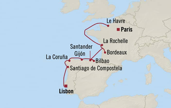 Itinerary map for Oceania Sonata voyage SON280918