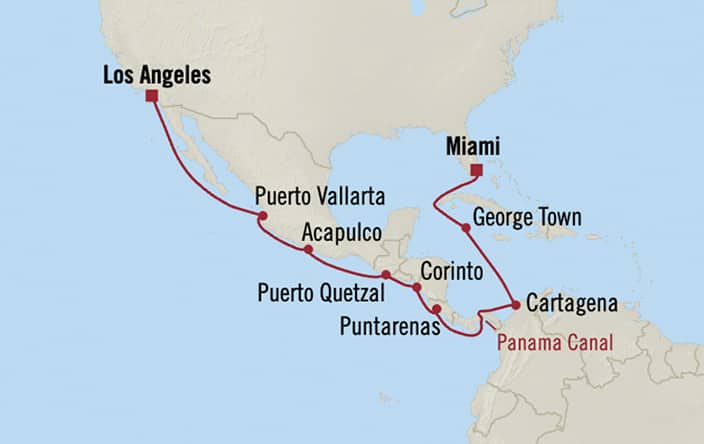 Itinerary map for Oceania Sonata voyage SON281116
