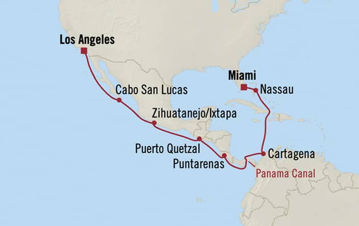 Itinerary map for Oceania Sonata voyage SON281203