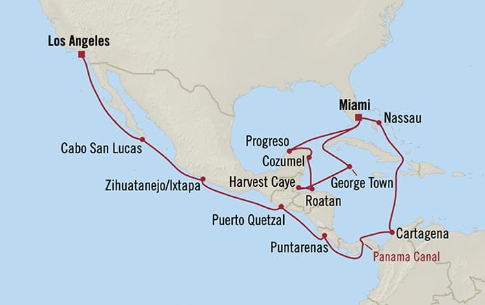 Itinerary map for Oceania Sonata voyage SON281203A