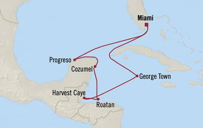 Itinerary map for Oceania Sonata voyage SON281219