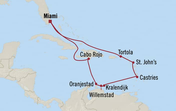 Itinerary map for Oceania Sonata voyage SON281228