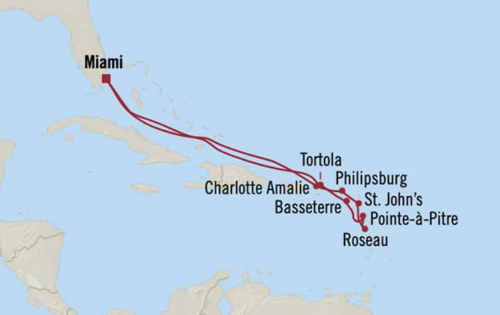 Itinerary map for Oceania Sonata voyage SON290111