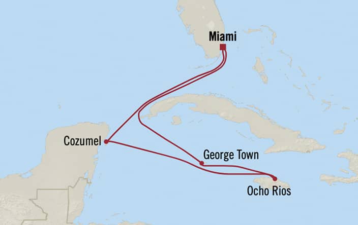 Itinerary map for Oceania Sonata voyage SON290123