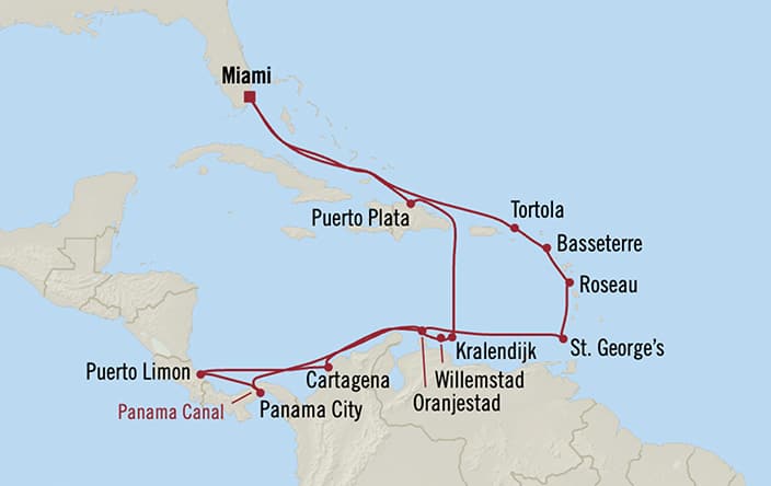 Itinerary map for Oceania Sonata voyage SON290130A