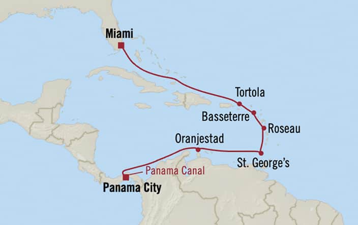 Itinerary map for Oceania Sonata voyage SON290211