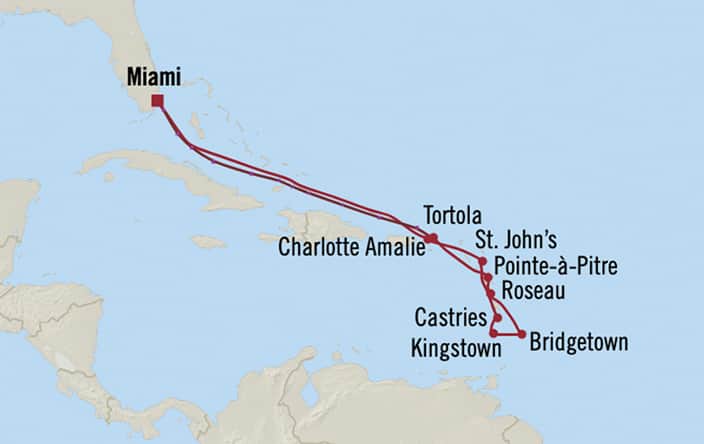 Itinerary map for Oceania Sonata voyage SON290222