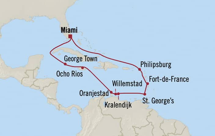 Itinerary map for Oceania Sonata voyage SON290315