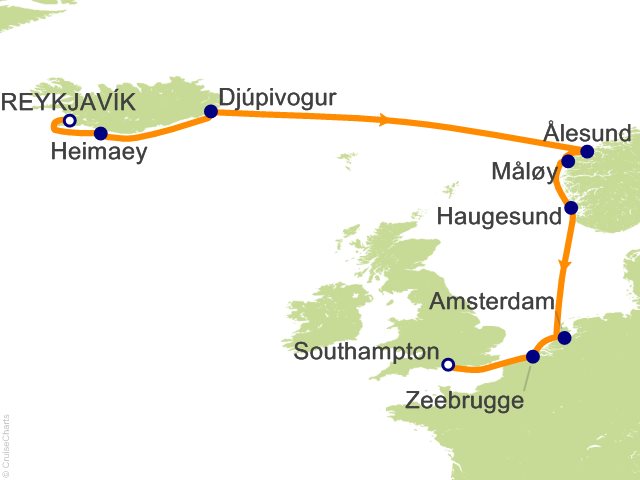 Itinerary Map for Oceania Cruises Voyage ID VIS260723