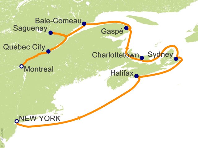 Itinerary Map for Oceania Cruises Voyage ID VIS260914