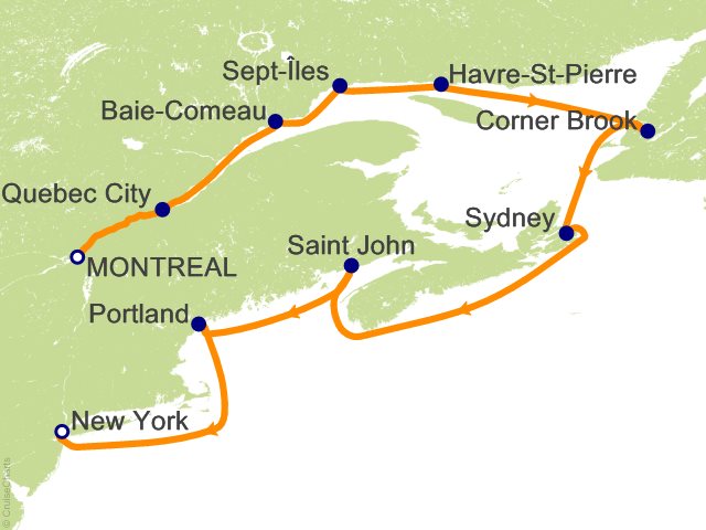 Itinerary Map for Oceania Cruises Voyage ID VIS260925