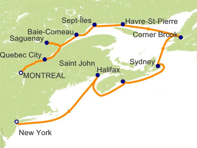 Itinerary Map for Oceania Cruises Voyage ID VIS261017