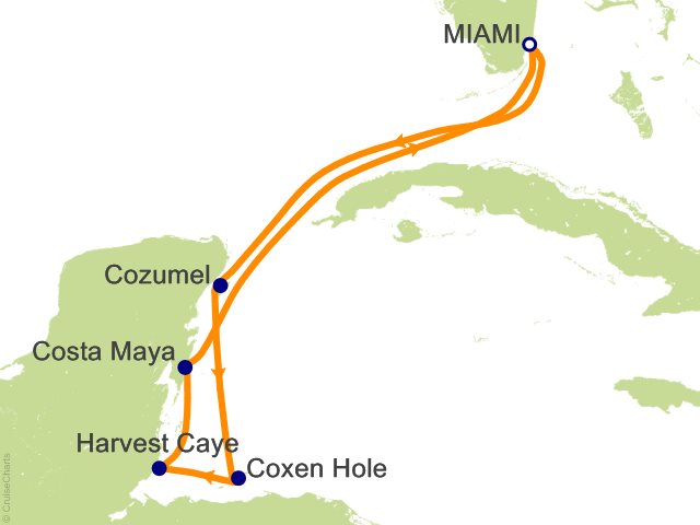 Itinerary Map for Oceania Cruises Voyage ID VIS261207