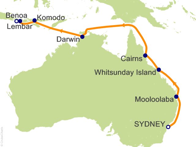 Itinerary Map for Oceania Cruises Voyage ID VIS270226