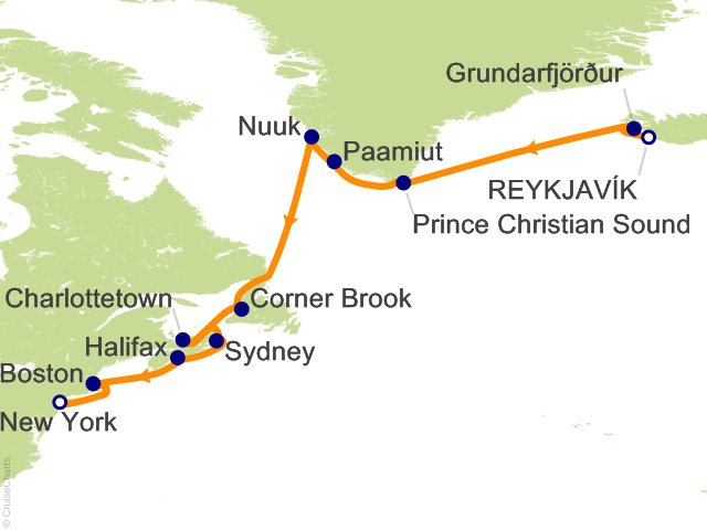 Itinerary Map for Oceania Cruises Voyage ID VIS270821