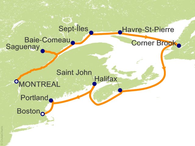 Itinerary Map for Oceania Cruises Voyage ID VIS270918