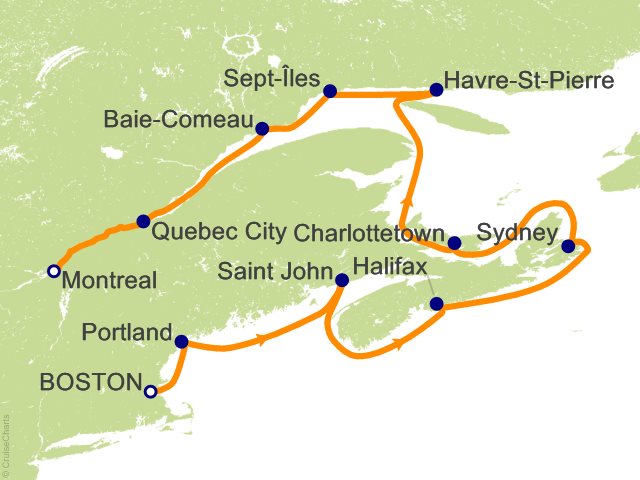 Itinerary Map for Oceania Cruises Voyage ID VIS270929