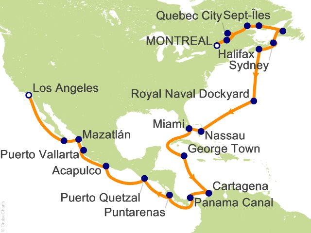 Itinerary Map for Oceania Cruises Voyage ID VIS271010A
