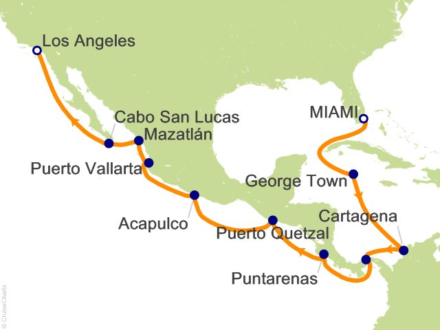 Itinerary Map for Oceania Cruises Voyage ID VIS271024