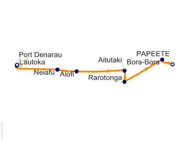 Itinerary Map for Oceania Cruises Voyage ID VIS271128