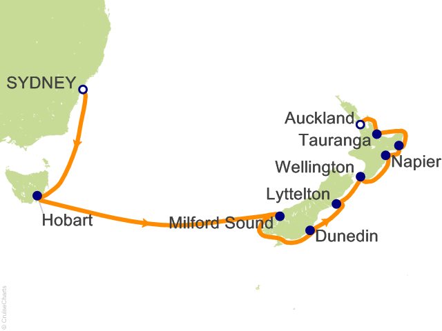 Itinerary Map for Oceania Cruises Voyage ID VIS271223