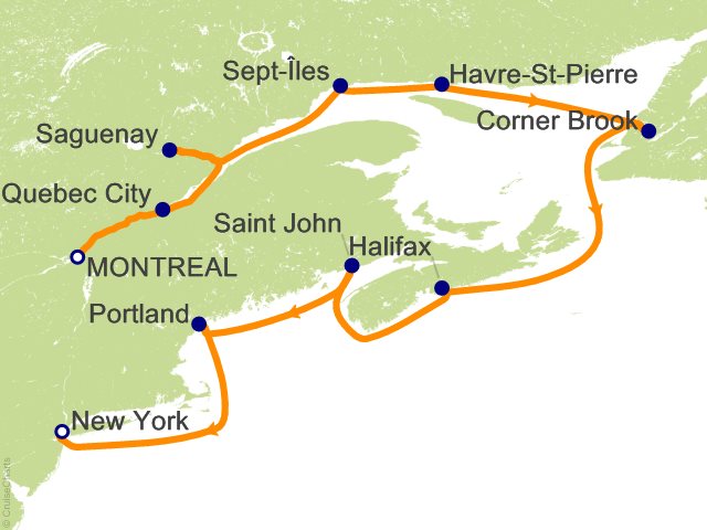 Itinerary Map for Oceania Cruises Voyage ID VIS280927