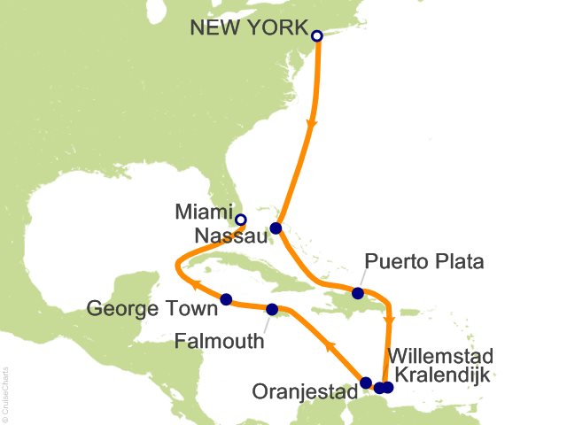 Itinerary Map for Oceania Cruises Voyage ID VIS281030