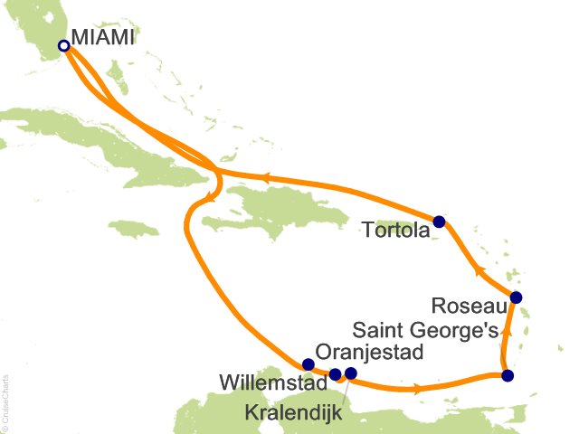 Itinerary Map for Oceania Cruises Voyage ID VIS281205