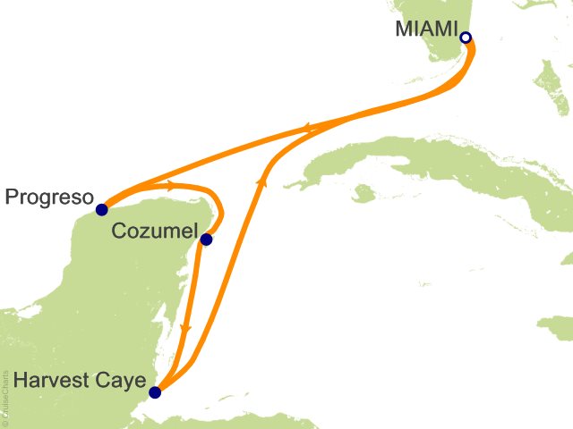 Itinerary Map for Oceania Cruises Voyage ID VIS290131