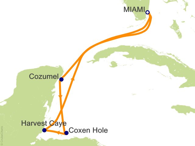 Itinerary Map for Oceania Cruises Voyage ID VIS290223