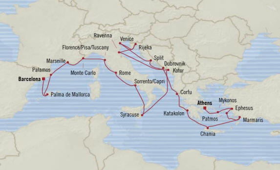 Oceania Cruises Marina Itinerary 2021