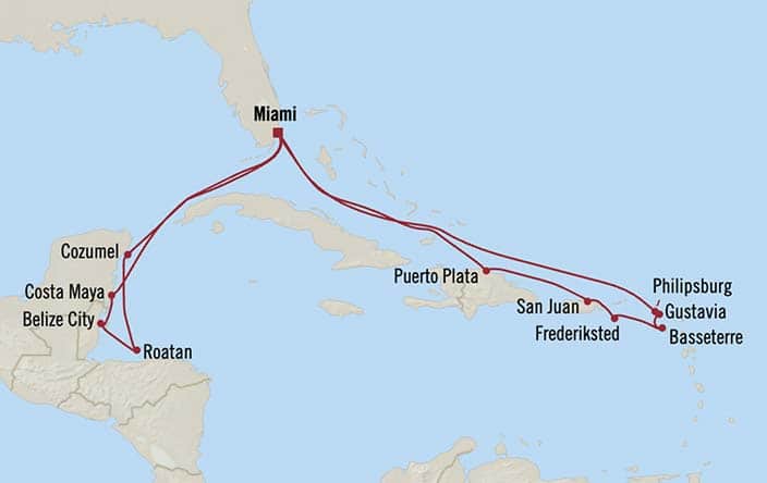 Oceania Marina Voyage MNA280217A itinerary map