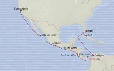 Deluxe Honeymoon Cruises Oceania Regatta April 24 May 10 2024 Miami, FL, United States to San Francisco, CA, United States