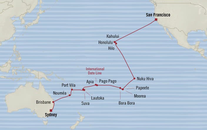 7 Seas Luxury Cruises MAP -  Oceania Regatta schedule 2022