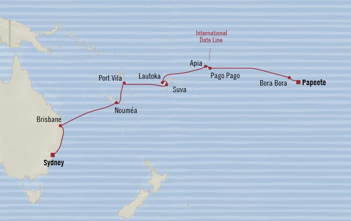 7 Seas Luxury Cruises MAP -  Oceania Regatta schedule 2022