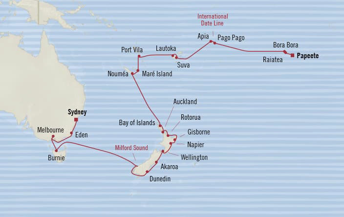 7 Seas Luxury Cruises MAP -  Oceania Regatta 2025