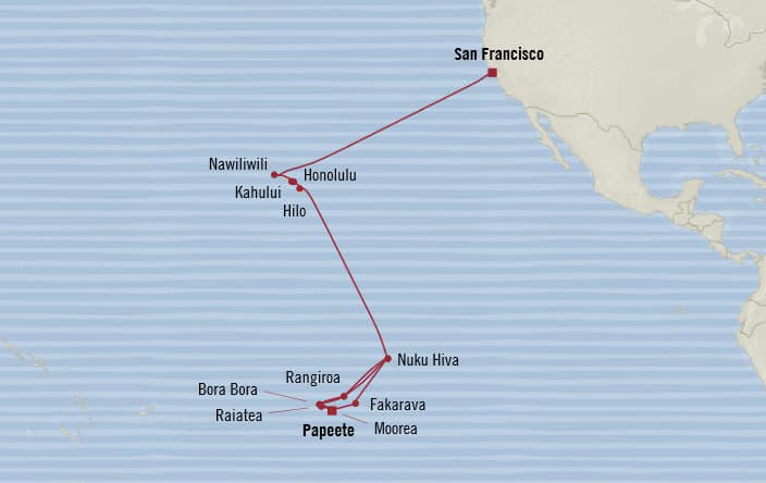 MAP - Cruises Oceania Regatta Itinerary 2020
