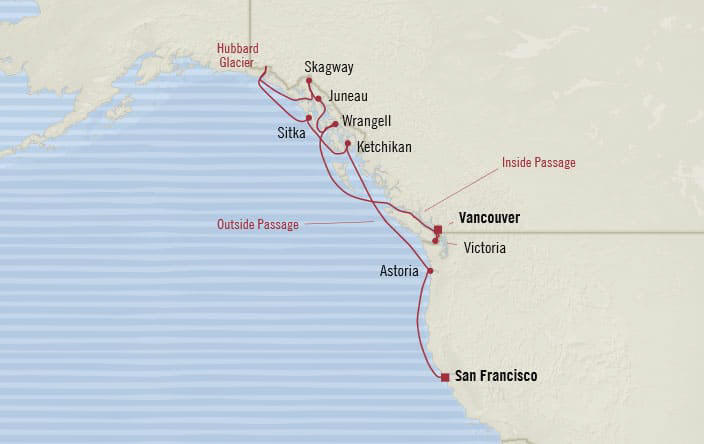 7 Seas Luxury Cruises MAP -  Oceania Regatta 2025