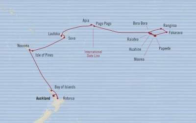 Cruise Single-Solo Balconies and Suites Oceania Sirena April 23 May 19 2024 CRUISE Auckland, New Zealand to Papeete, French Polynesia